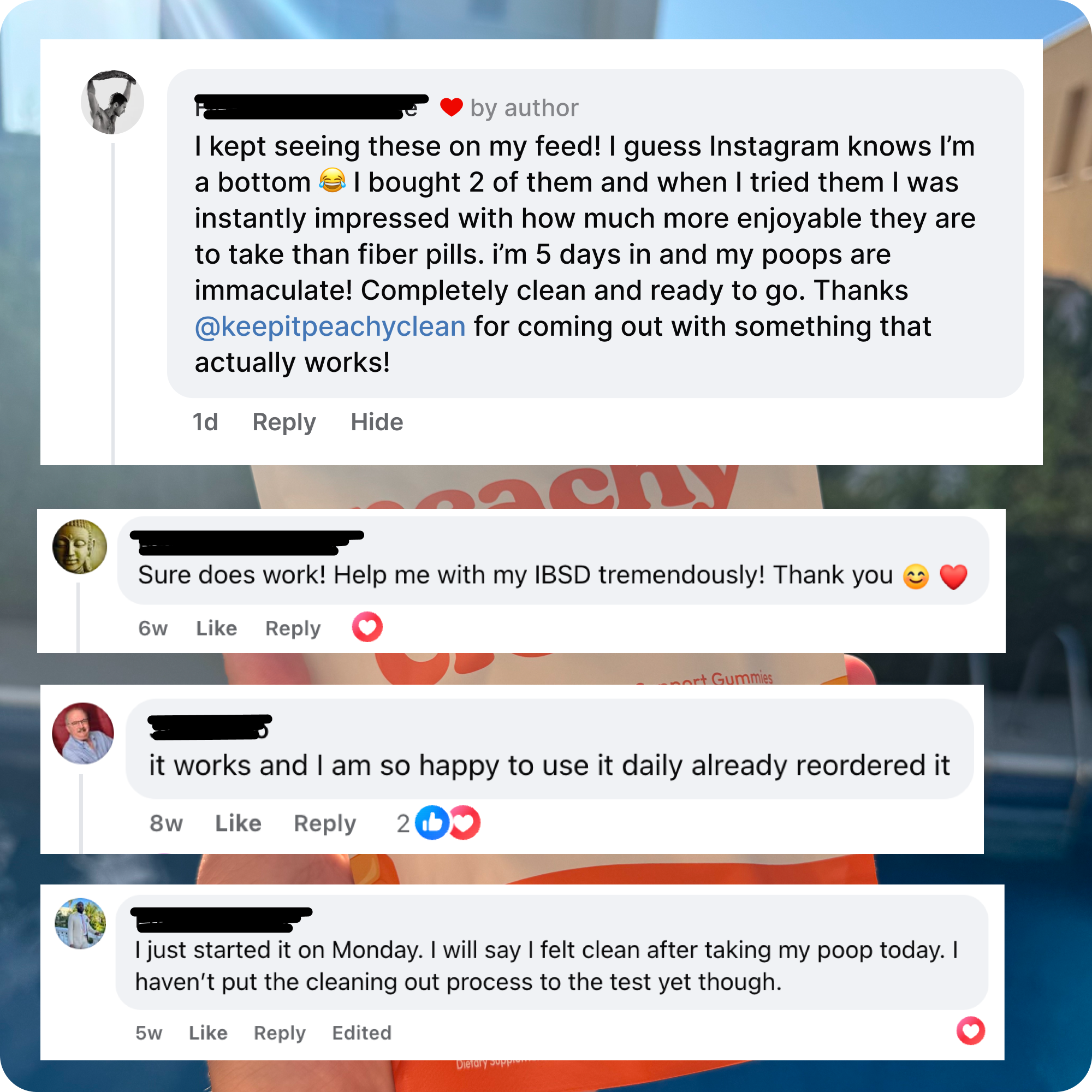 Bottle of Clean Prebiotic Fiber Gummies, mixed berry flavor, with benefits listed on the side.