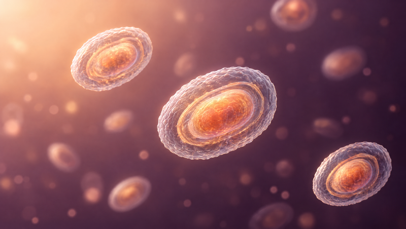 Illustration of probiotic spores with protective shells
