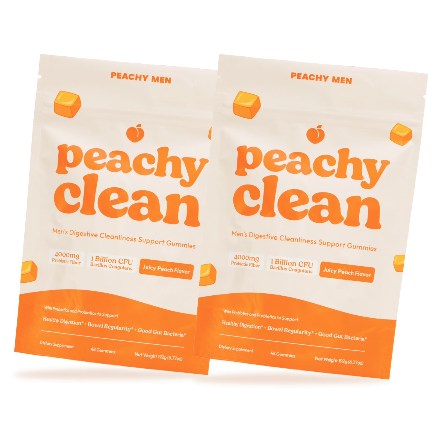 Juicy Peach Peachy Clean Fiber Gummies – 2-Pack | Peachy Men