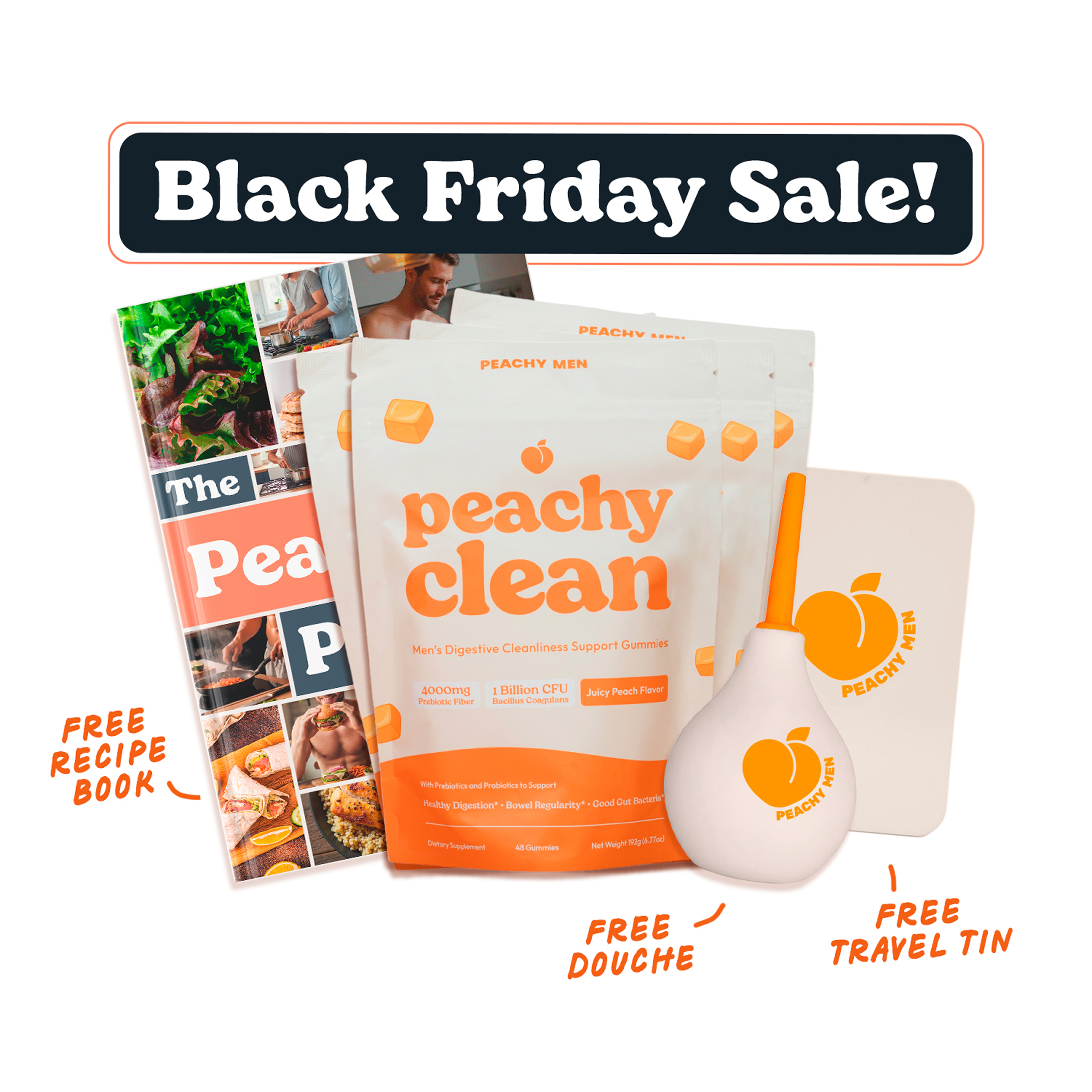 Bottle of Clean Prebiotic Fiber gummies, mixed berry flavor, with product highlights.