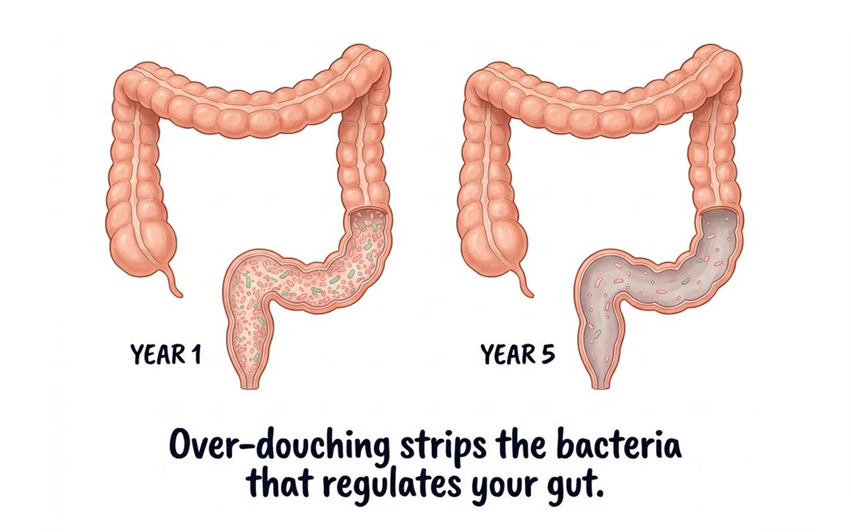 The more you over-douche, the worse your body gets at emptying itself
